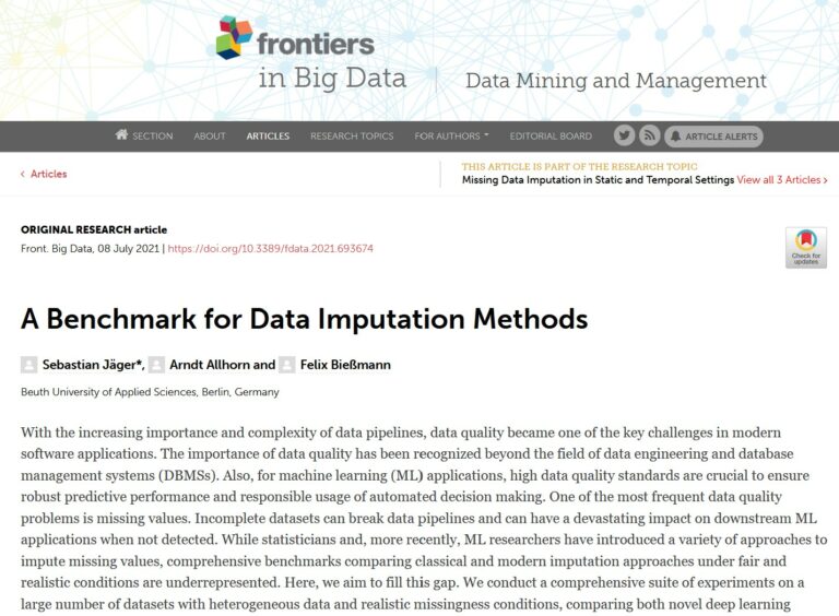 Paper in "Frontiers in Big Data"